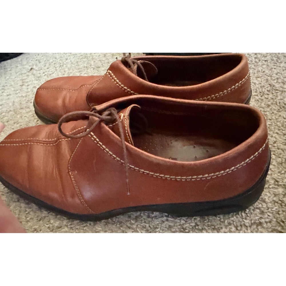 Cole Haan Mens Nike Air Leather Oxfords Tan Brown Split Toe Lace Up Shoes